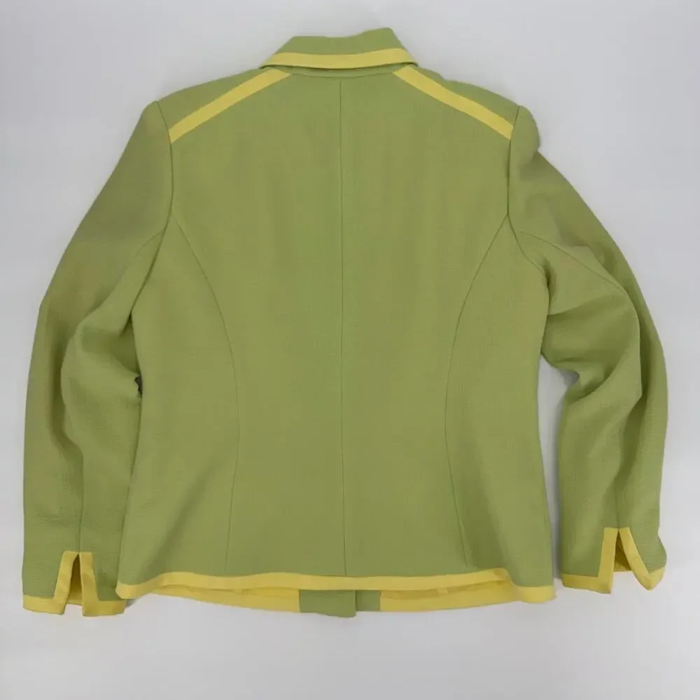 Vintage Bob Mackie Studio Lime Green PantSuit Retro Y2K Career Suit Size 14 (10)